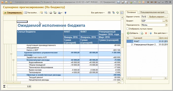 Возможности: 1С Бит Финанс 1